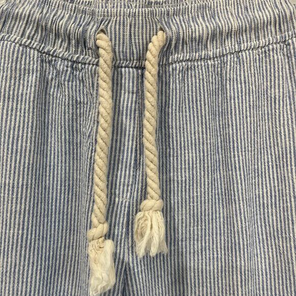 House of Harlow Linen Rayon Pants Blue Striped Boho Wide Leg Summer Beach Sz M - Picture 3 of 6